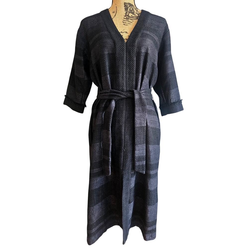 Intropia Kimono Midi Dress, Made in Spain, Black, Belted, US Sz 6 Retail $365